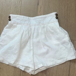 White Janie and Jack girls Linen Blend High-Waist Shorts